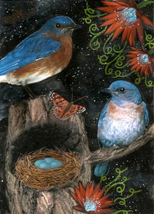 Mixed Media Art with Birds