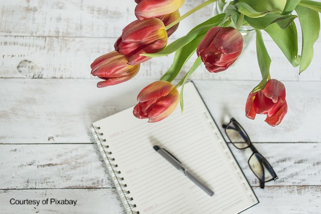 planner and flowers