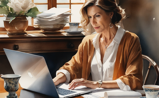 Woman sitting at computer