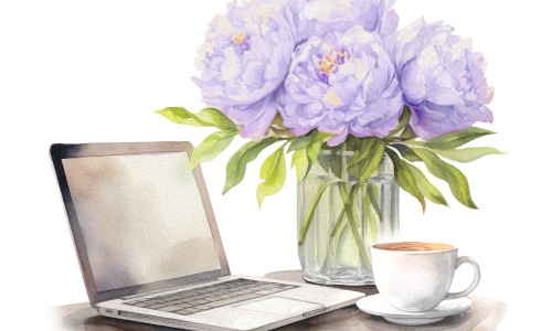 Laptop and flowers 