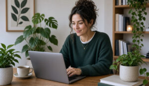 woman in front of laptop