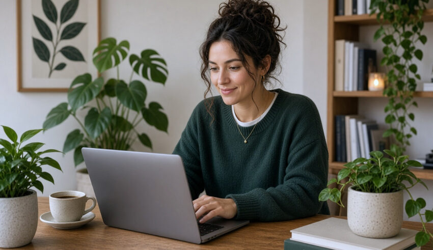woman in front of laptop